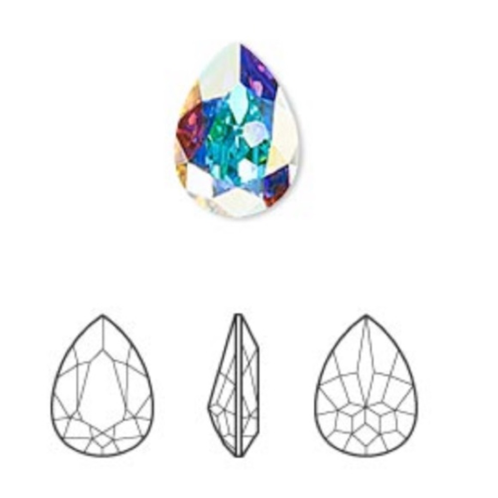 Crystal Passions, crystal AB, foil back, 10x7mm faceted pear shape fancy stone